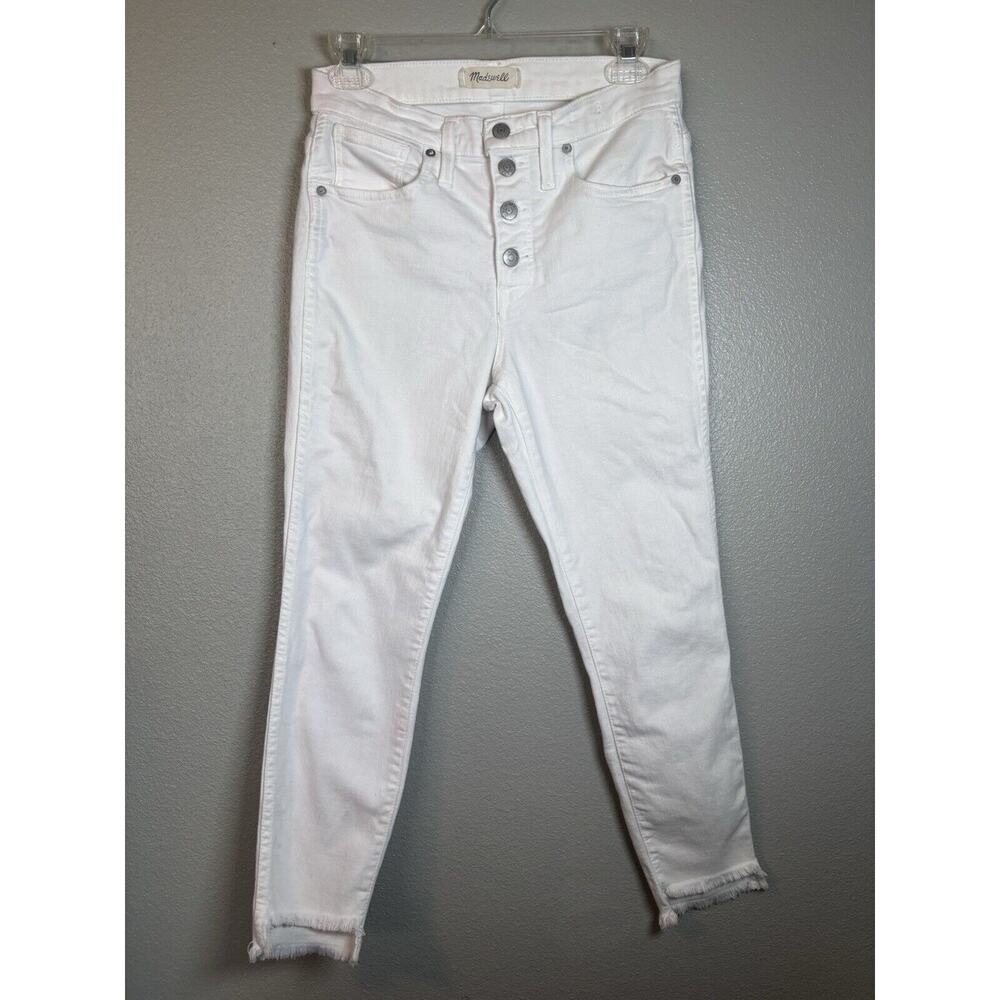 Madewell 10"‎ High-Rise Skinny Jeans Women's 27P White Denim Button Fly Raw Hem